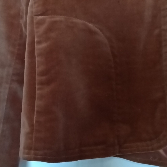 Suit by Prophecy EUC caramel brown velveteen VTG from 1970s skirt and blazer - Picture 3 of 16